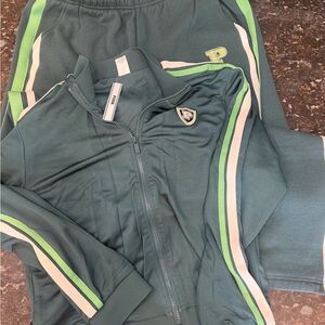 Victoria’s Secret Green and White Track Jacket and Pants Set not puma
